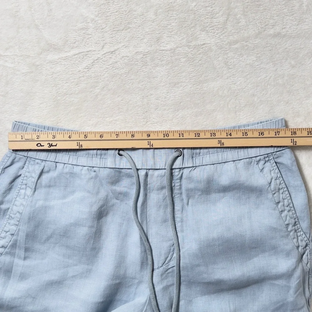 James Perse Linen Drawstring Pants Mens Sz 3 Blue Relaxed Straight Leg